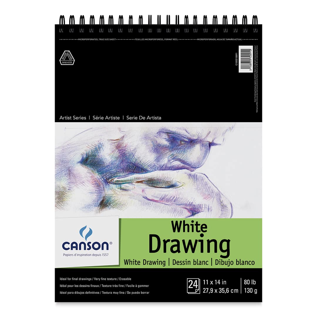 Open in modal - Canson Pure White Drawing Pad - 80 lb, 24 Sheets, 11" x 14"