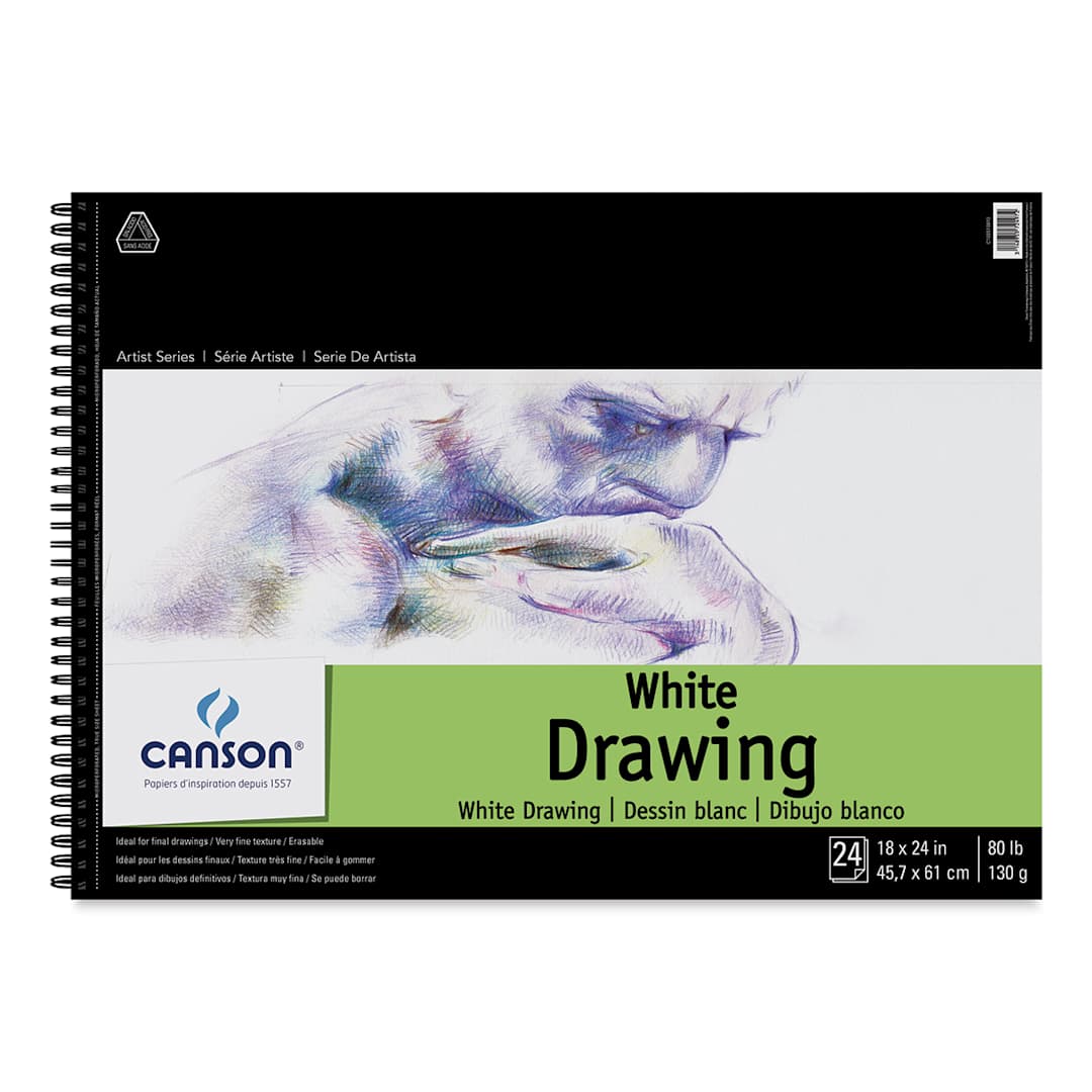 Open in modal - Canson Pure White Drawing Pad - 80 lb, 24 Sheets, 18" x 24"