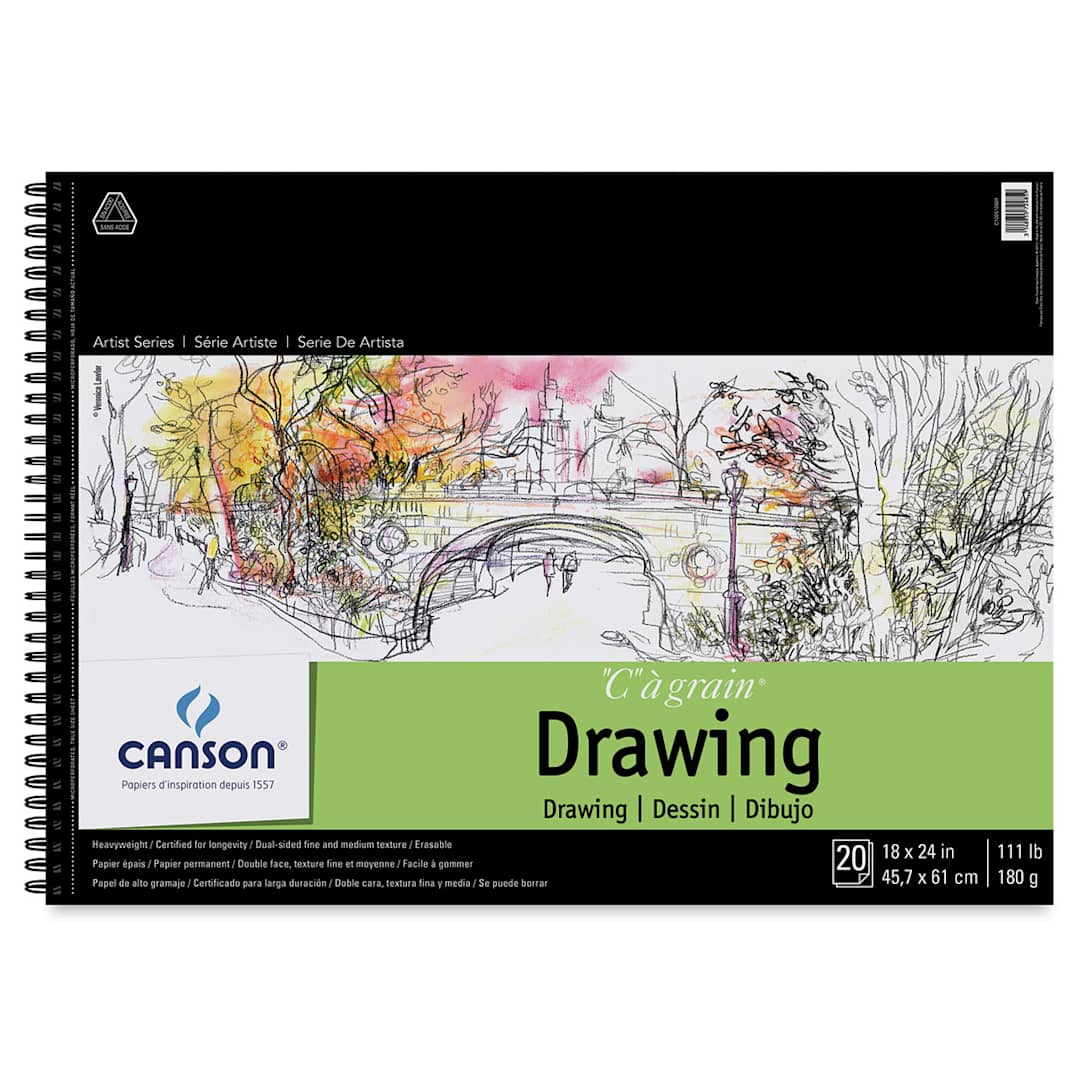 Open in modal - Canson C' a Grain Drawing Pad - Top view of Side bound Landscape pad
