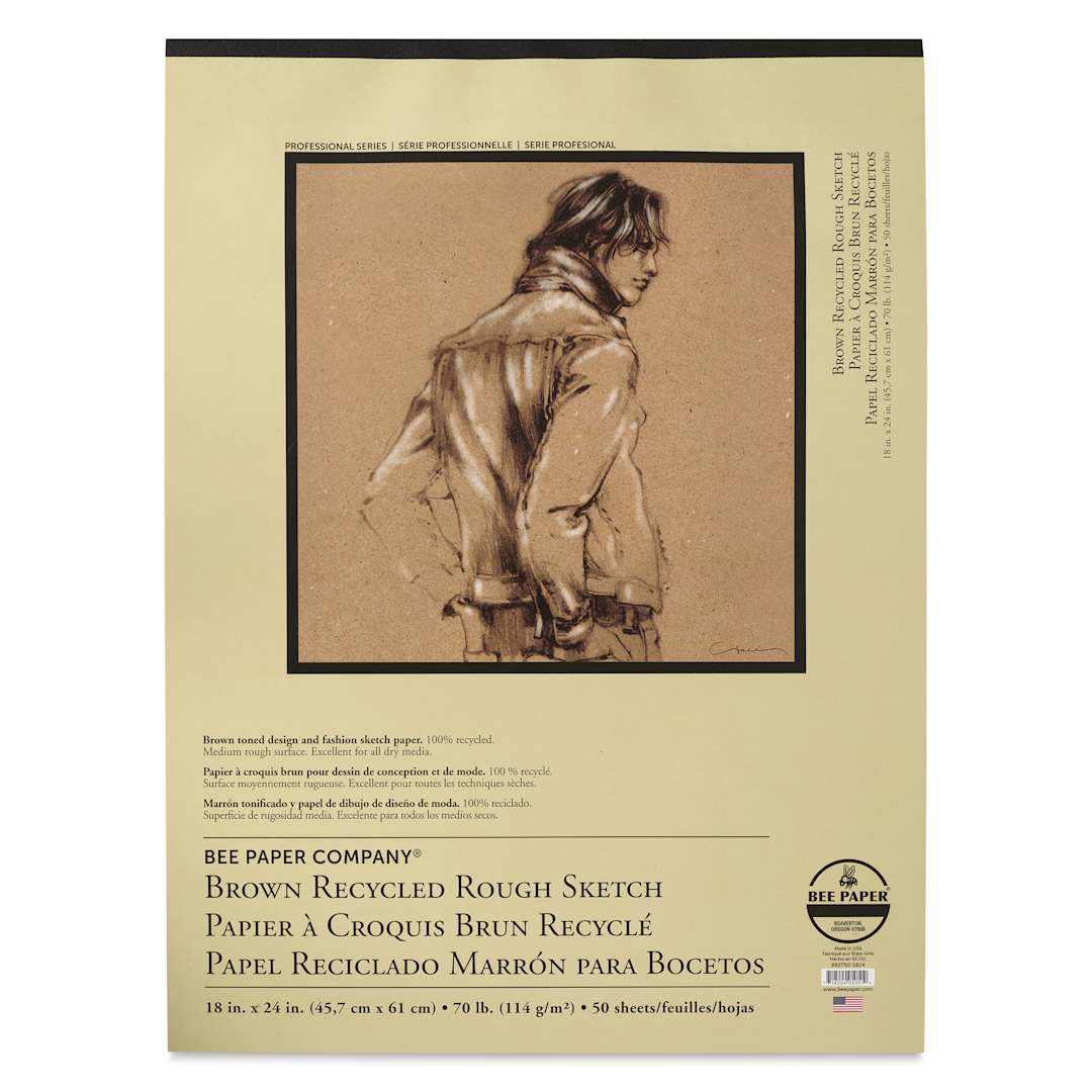 Open in modal - Bee Paper Brown Recycled Rough Sketch Pad - 18" x 24", front cover