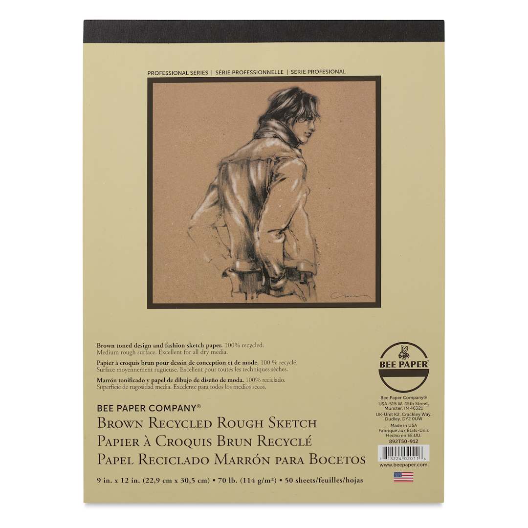 Open in modal - Bee Paper Brown Recycled Rough Sketch Pad - 9" x 12", front cover