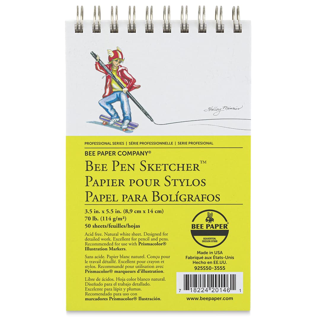 Open in modal - Bee Paper Pen Sketcher's Wirebound Pad - Front view of Top Bound Pad