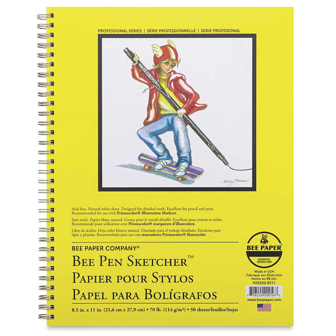 Open in modal - Bee Paper Pen Sketcher's Wirebound Pad - Front view of Sidebound Pad