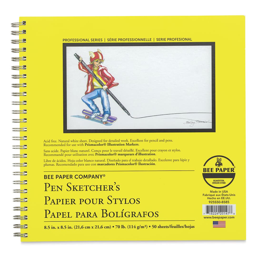 Open in modal - Bee Paper Pen Sketcher's Wirebound Pad - 8-1/2" x 8-1/2", Square, 50 Sheets