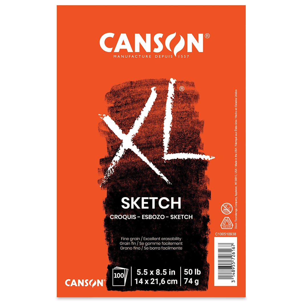 Open in modal - Canson XL Sketch Pad - 5-1/2" x 8-1/2", Euro Fold, 100 Sheets