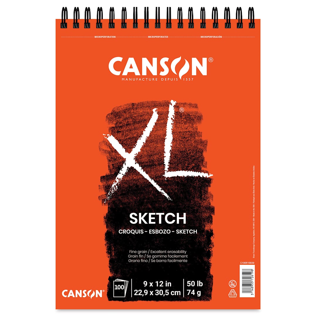 Open in modal - Canson XL Sketch Pad - 9" x 12", Wirebound Top, 100 Sheets