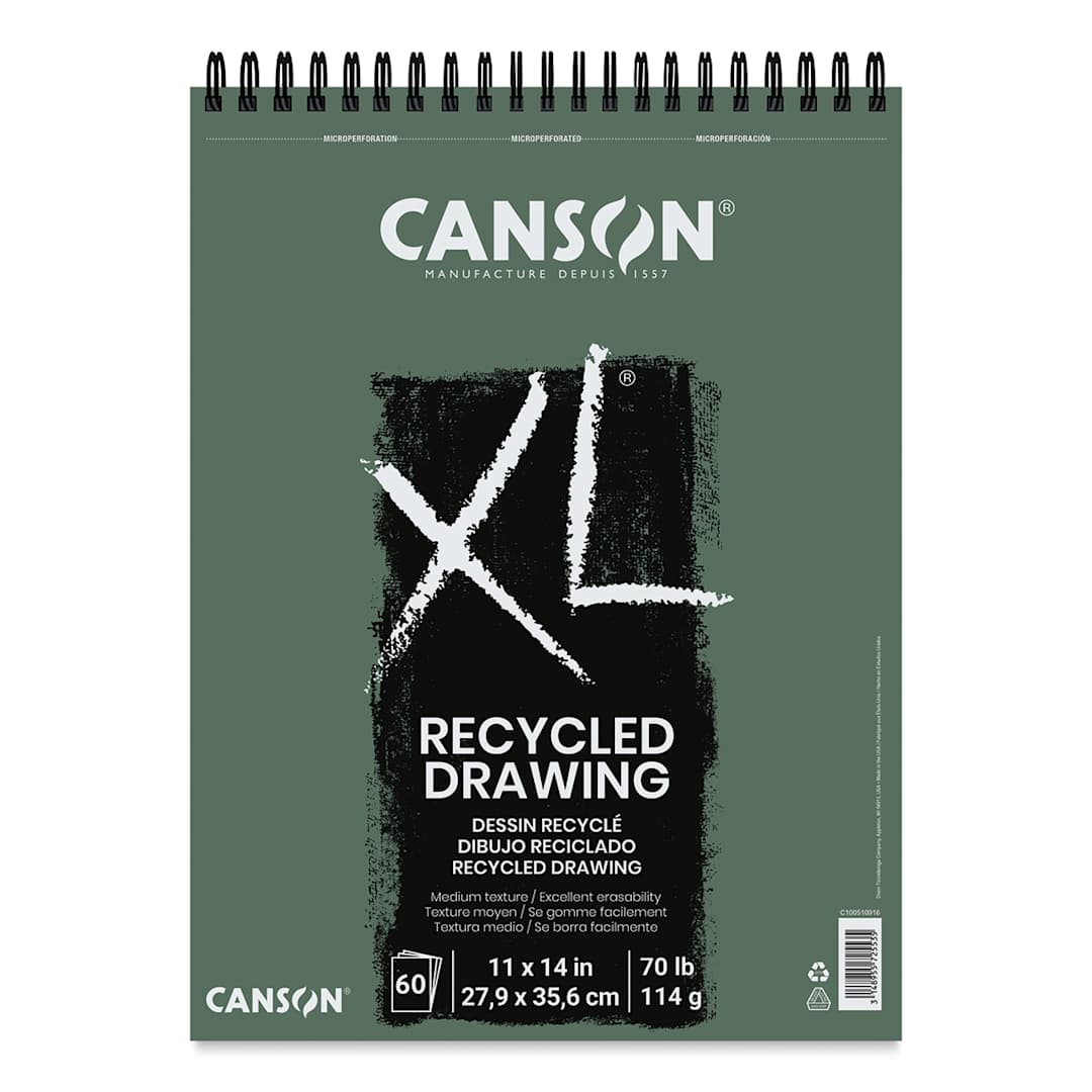 Open in modal - Canson XL Recycled Drawing Pad - Front view of cover of Pad with wirebound top