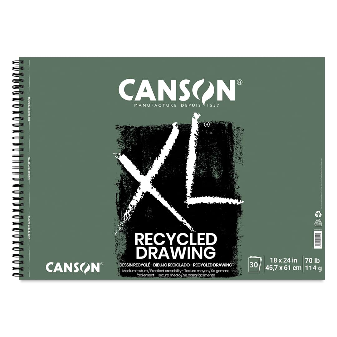 Open in modal - Canson XL Recycled Drawing Pad - 18" x 24", Wirebound Side, 30 Sheets, front cover