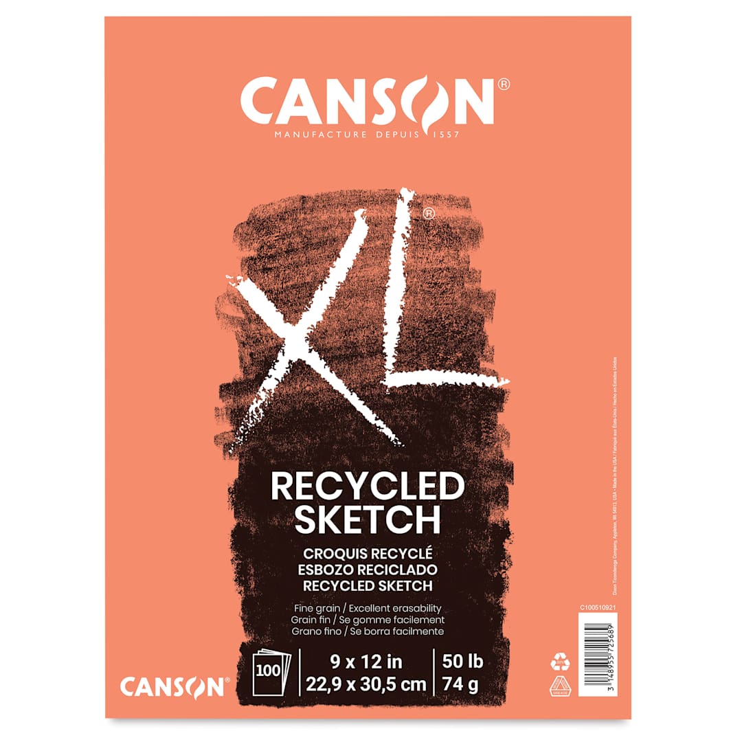 Open in modal - Canson XL Recycled Sketch Pad - 9" x 12", Fold-over, 100 Sheets