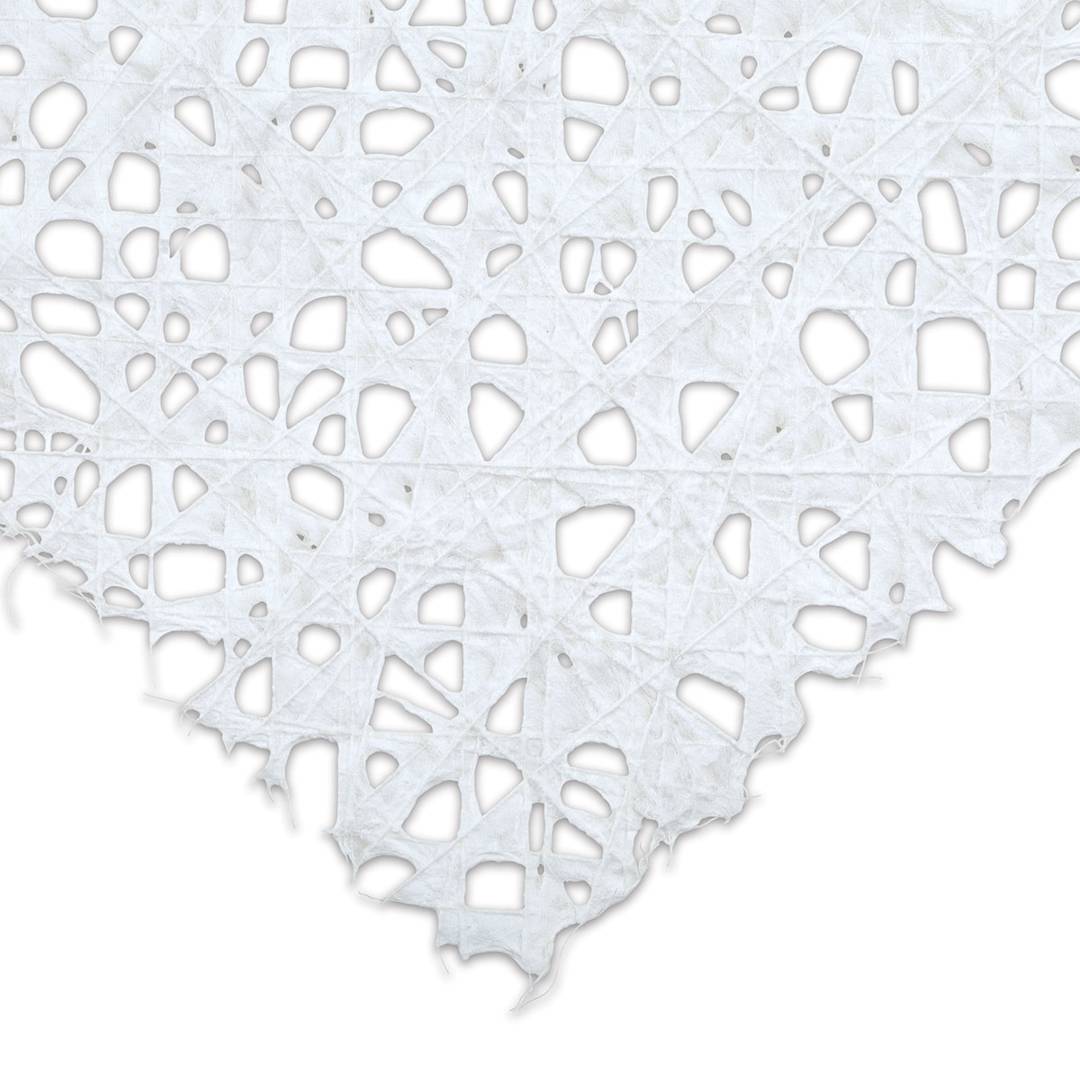 Open in modal - Black Ink Thai Melook Lace Paper - Closeup of Natural Lace corner