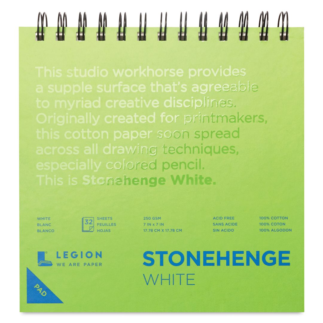 Open in modal - Legion Stonehenge Spiral Pad - 7" x 7", White, front cover
