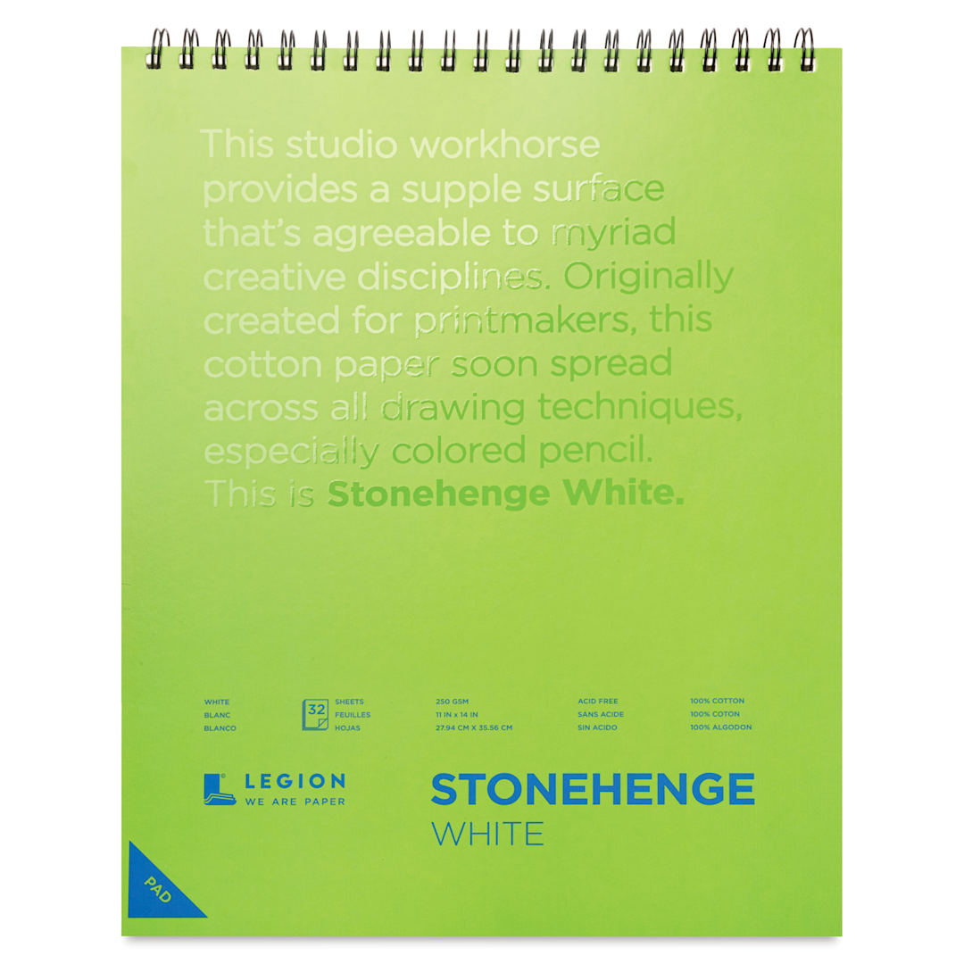 Open in modal - Legion Stonehenge Spiral Pad - 11" x 14", White, front cover