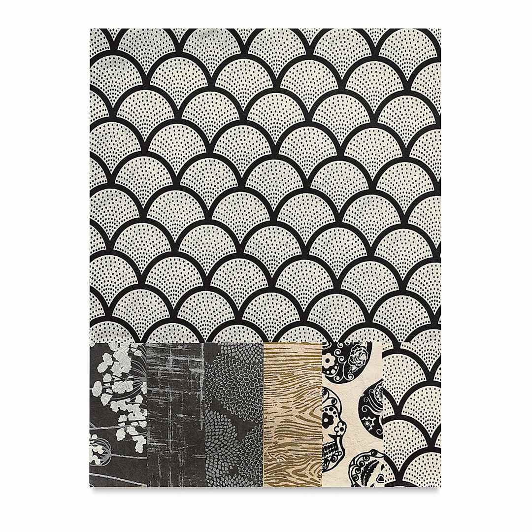 Open in modal - Nepalese Collection Lokta Paper - Front of Black/Gold/Cream Package
