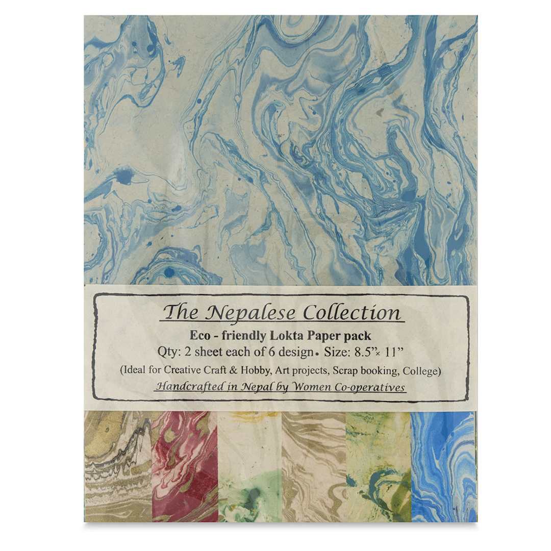 Open in modal - Nepalese Collection Lokta Paper - Front of Marble Blue Package
