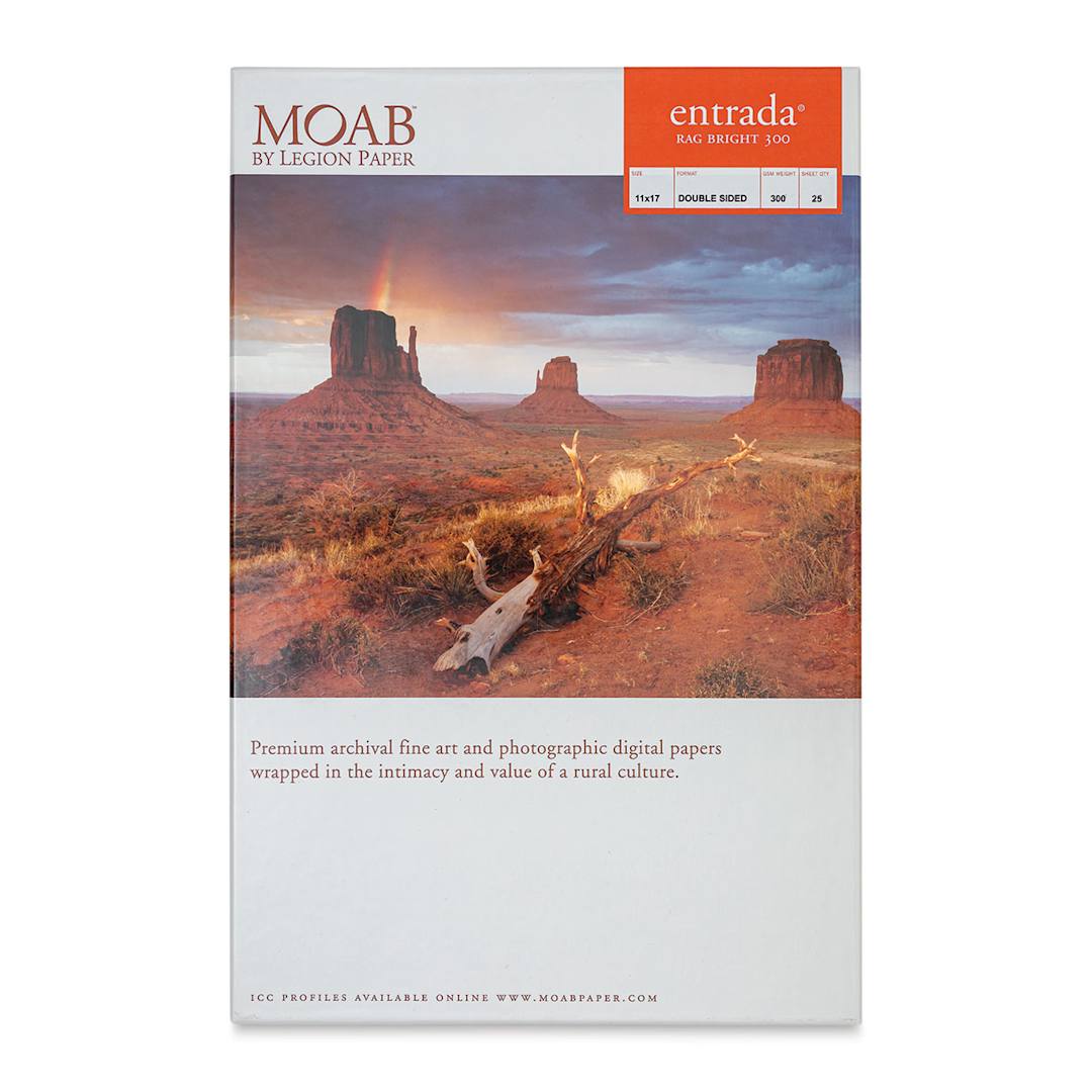 Open in modal - Legion Moab Entrada Digital Rag Paper - 11" x 17", Bright White, 300 gsm, Pkg of 25 Sheets
