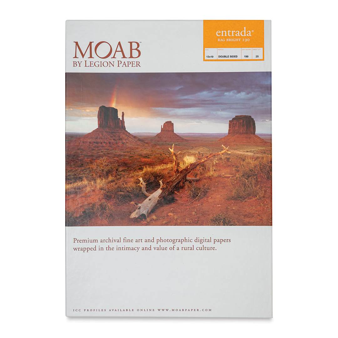 Open in modal - Legion Moab Entrada Digital Rag Paper - 13" x 19", Bright White, 190 gsm, Pkg of 25