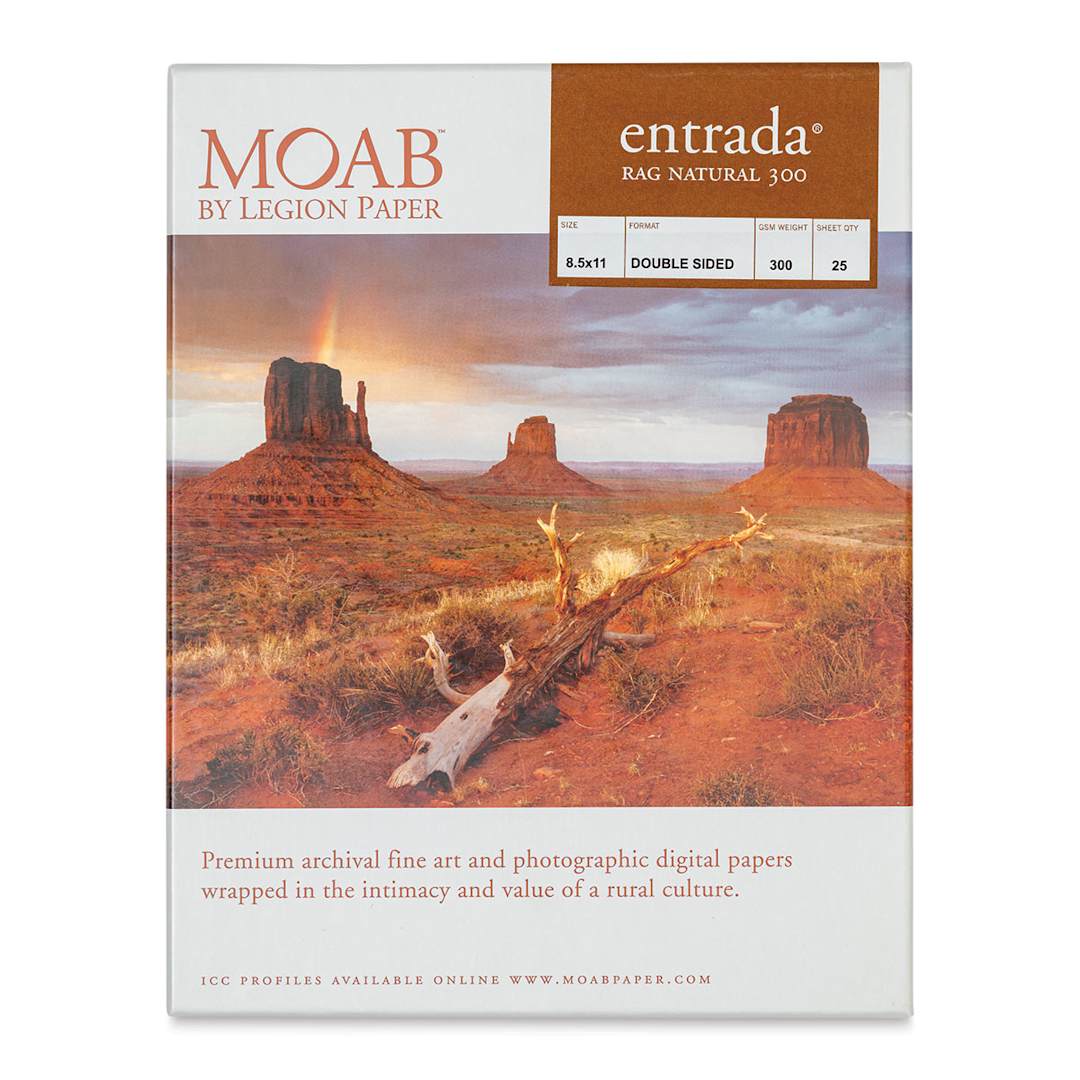 Open in modal - Legion Moab Entrada Digital Rag Paper - 8-1/2" x 11", Natural, 300 gsm, Pkg of 25