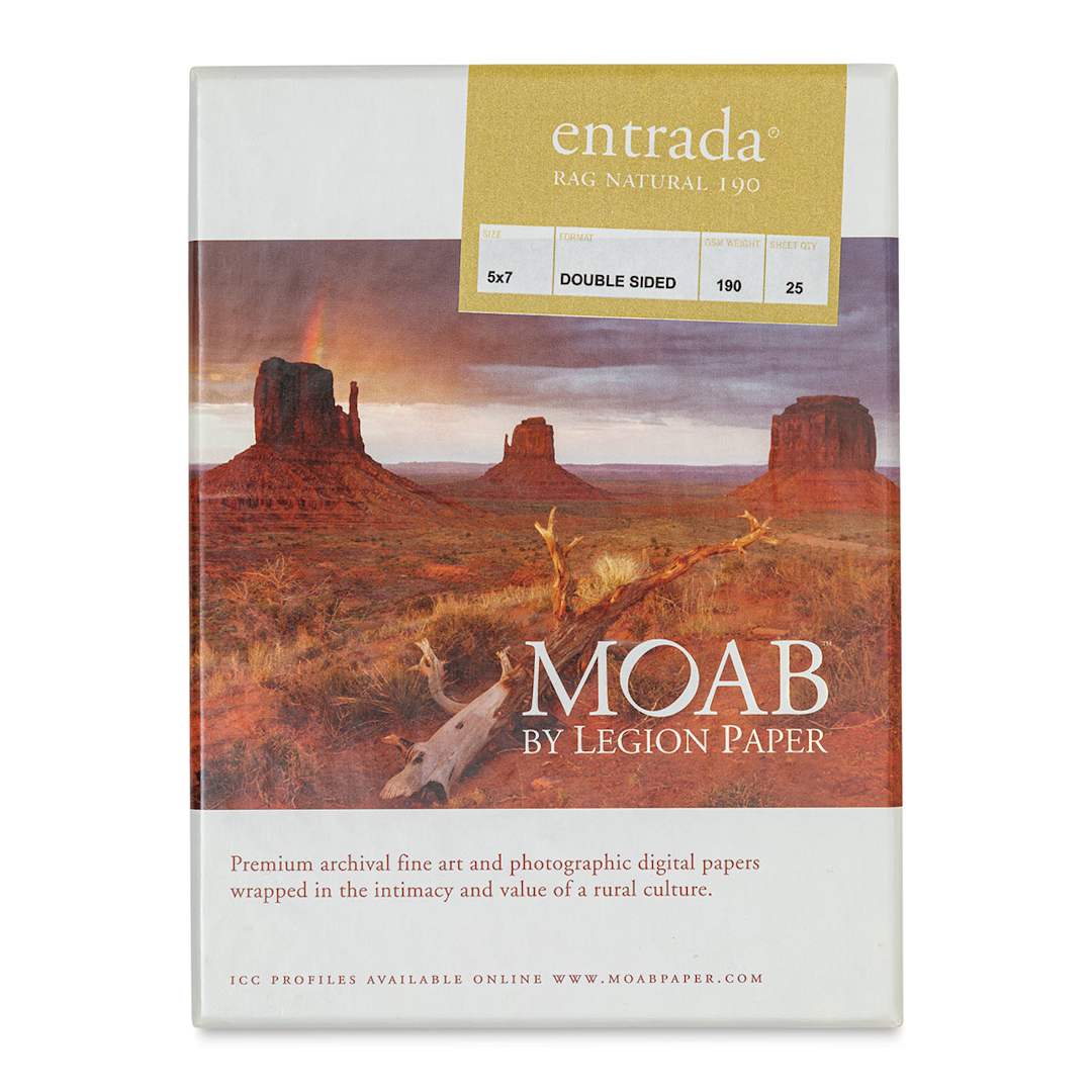 Open in modal - Legion Moab Entrada Digital Rag Paper - 5" x 7", Natural, 190 gsm, Pkg of 25