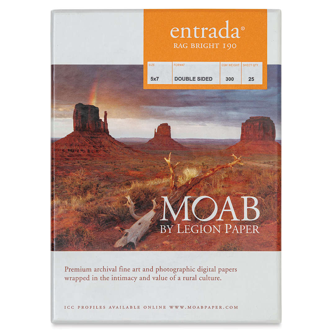 Open in modal - Legion Moab Entrada Digital Rag Paper - 5" x 7", Bright White, 300 gsm, Pkg of 25