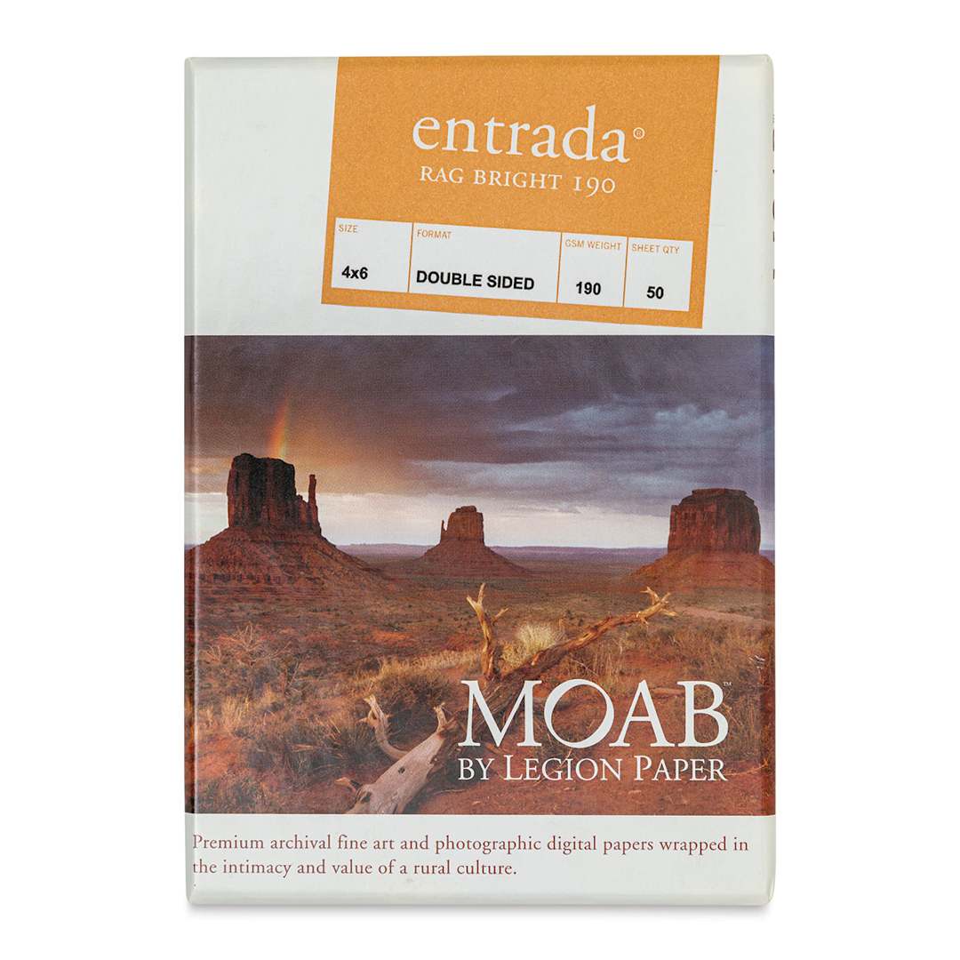 Open in modal - Legion Moab Entrada Digital Rag Paper - 4" x 6", Bright White, 190 gsm, Pkg of 50