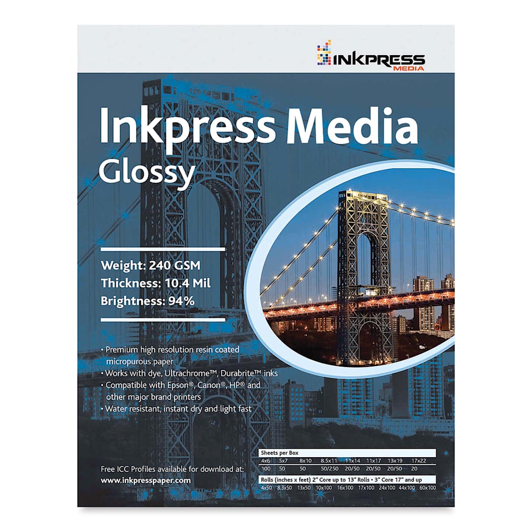 Open in modal - Inkpress - Inkjet Papers, Glossy, 13" x 19", 20 Sheets