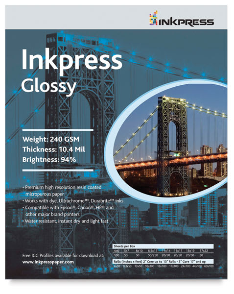 Open in modal - Inkpress Inkjet Paper - Front view of Glossy Package 