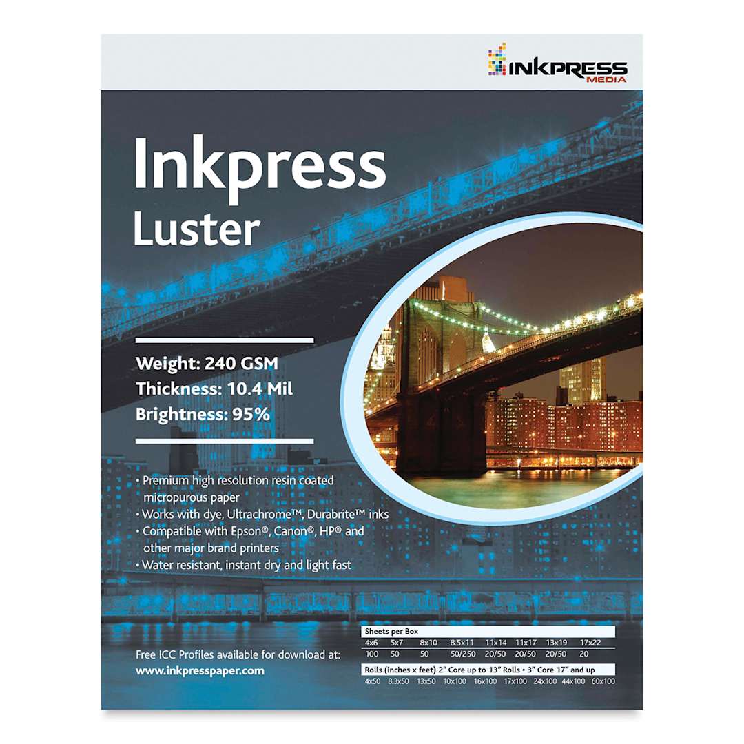 Open in modal - Inkpress - Luster Inkjet Papers, 13" x 19", 20 Sheets