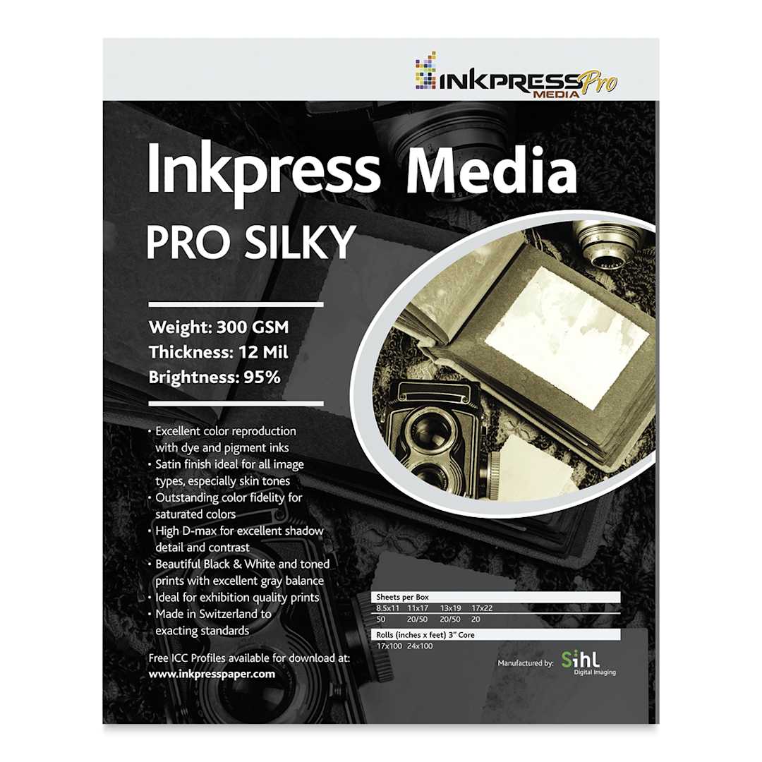 Open in modal - Inkpress - Pro Silky Inkjet Papers, 13" x 19", 20 Sheets