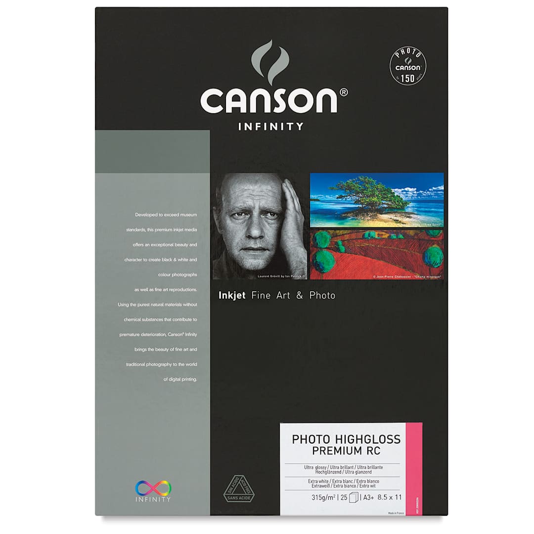 Open in modal - Canson Infinity Photo HighGloss Premium Resin Coated Art Paper - Front of package shown