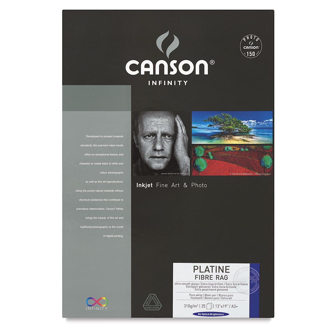 Open in modal - Canson Infinity Platine Fibre Rag - Front of package of 25 sheets
