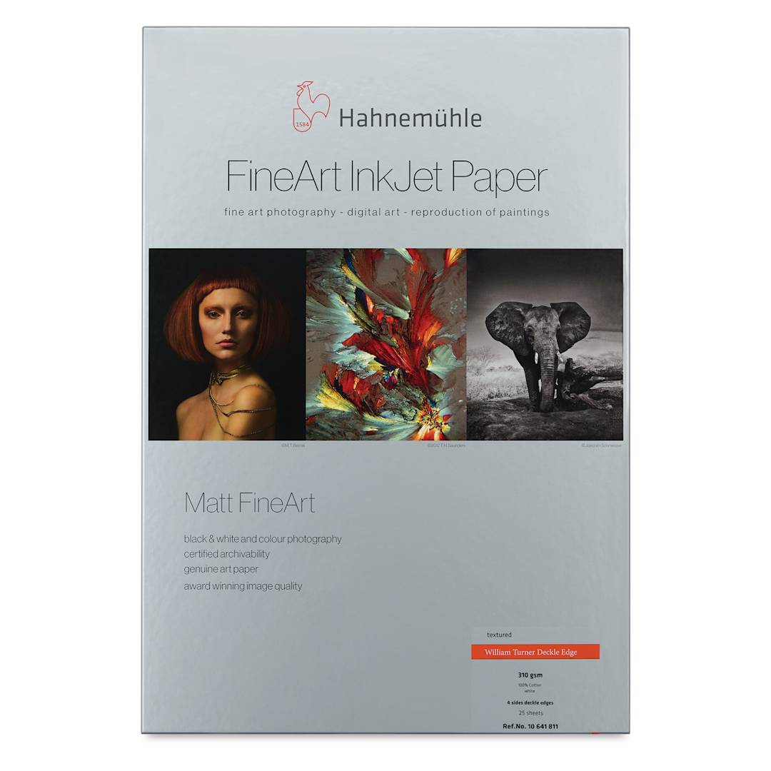 Open in modal - Hahnemuhle William Turner Inkjet Paper - 13" x 19", Deckle Edge, 25 Sheets, front of package