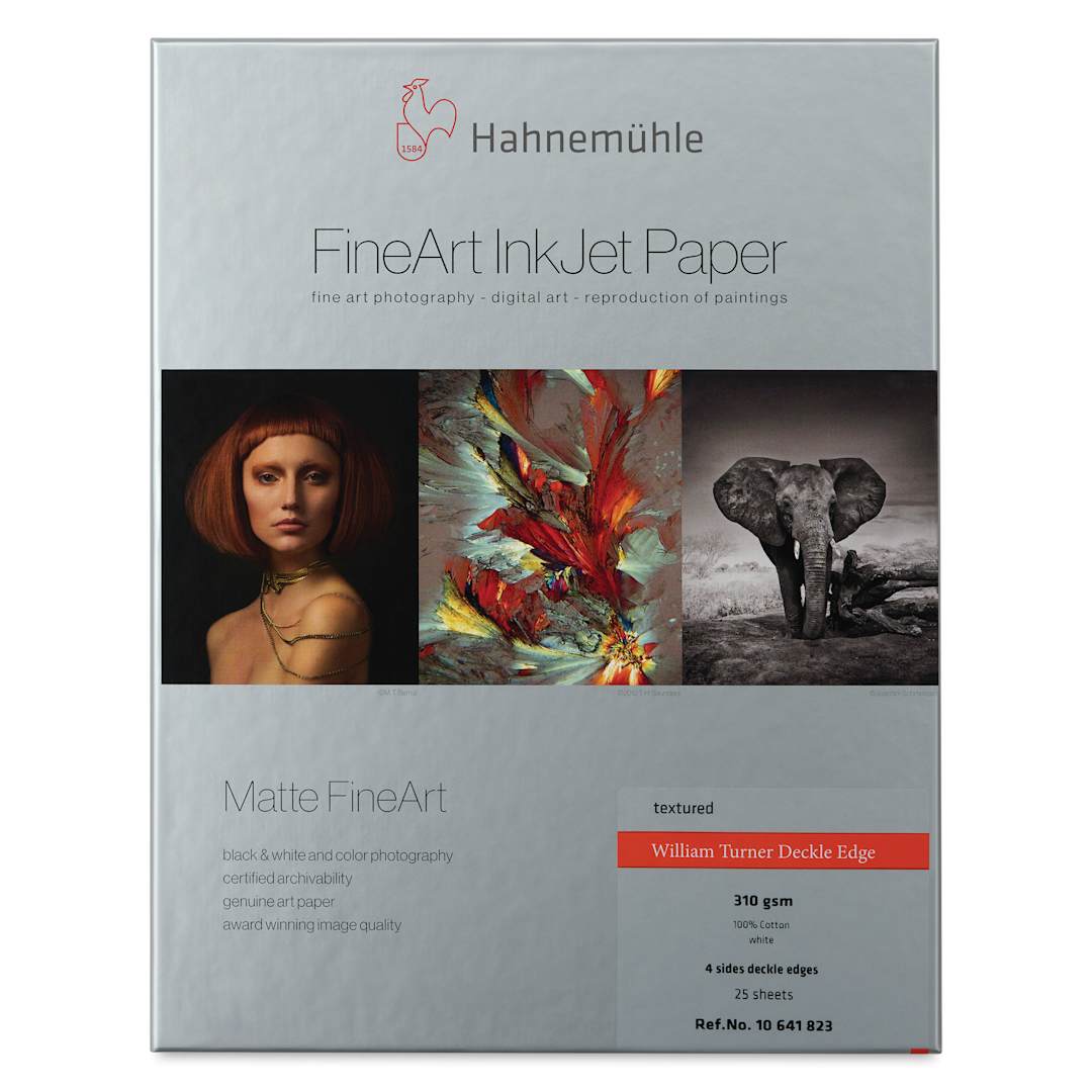 Open in modal - Hahnemuhle William Turner Inkjet Paper - 8-1/2" x 11", Deckle Edge, 25 Sheets, front of package