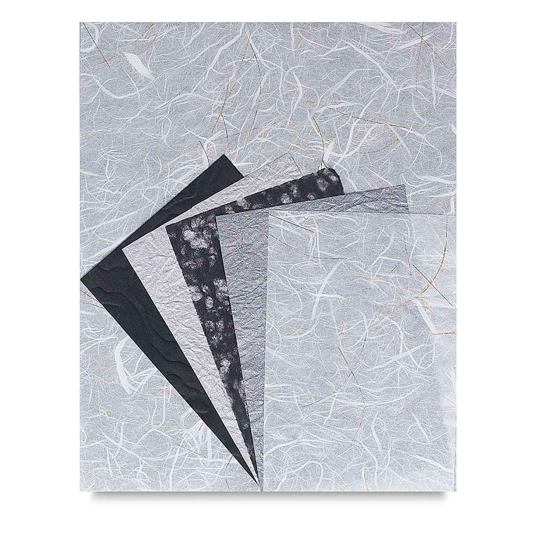 Open in modal - Black Ink Decorative Paper Packs - Both sizes of Silver Glitter Assorted Sheet Pack shown