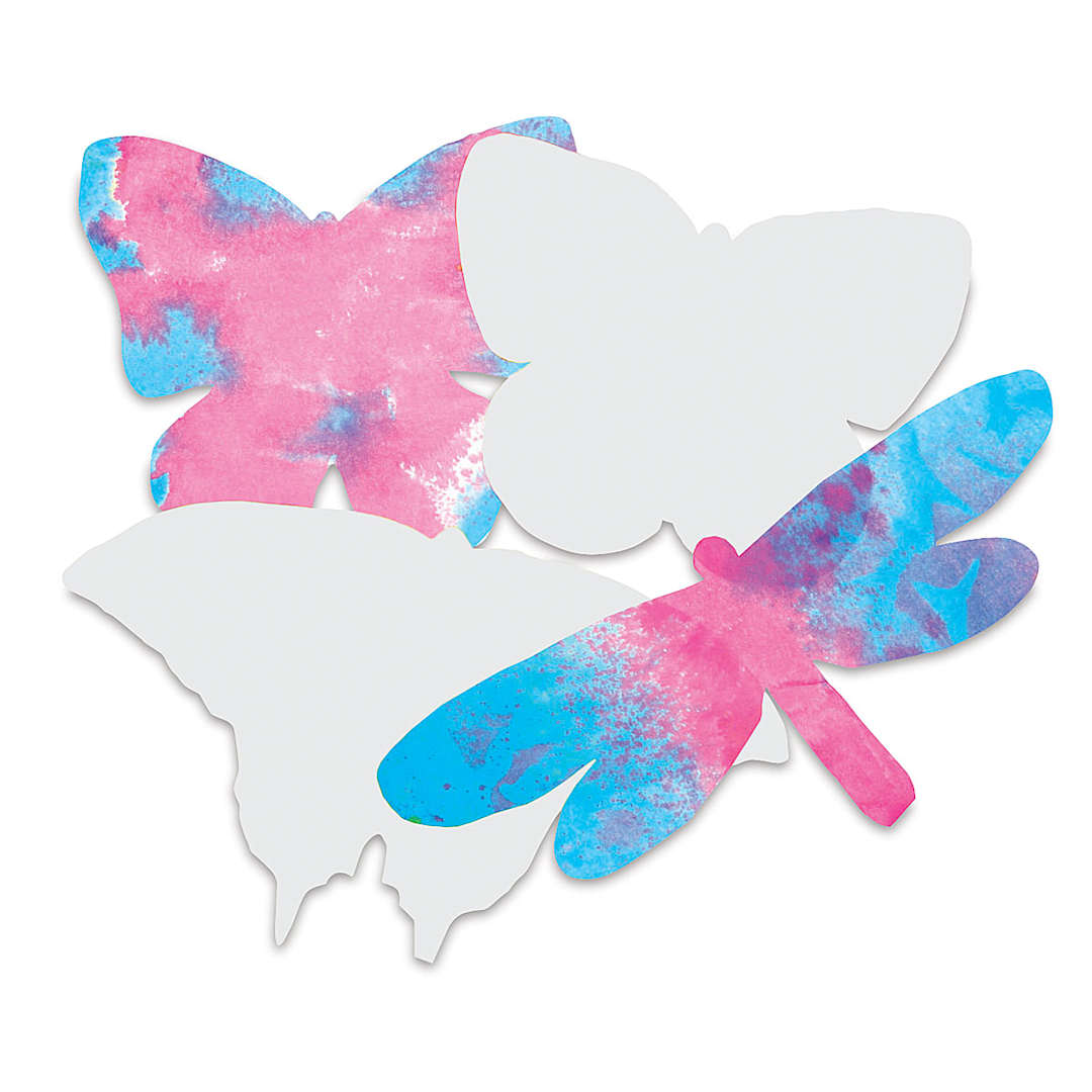 Open in modal - Roylco Color Diffusing Paper - Several Butterflies Shapes from Package of 48, some painted