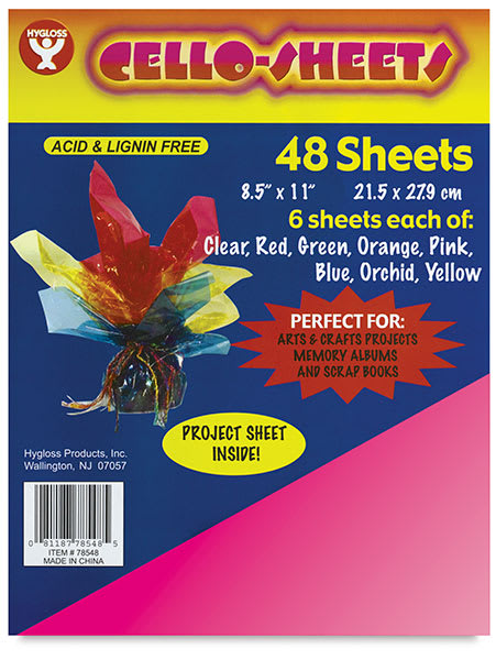 Open in modal - Cello Sheets - Front of package of 48 assorted color sheets