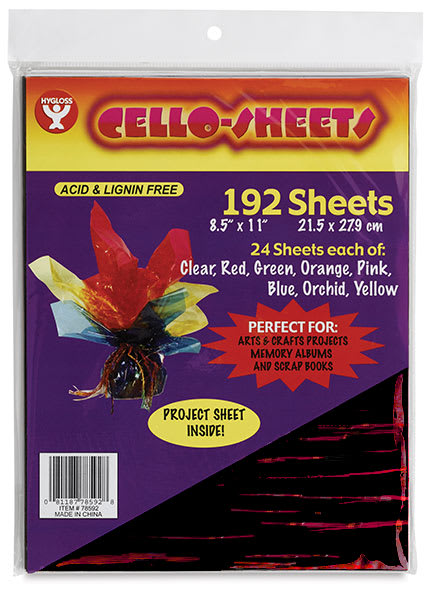 Open in modal - Hygloss Cello Sheets - Front of package of 192 assorted sheets