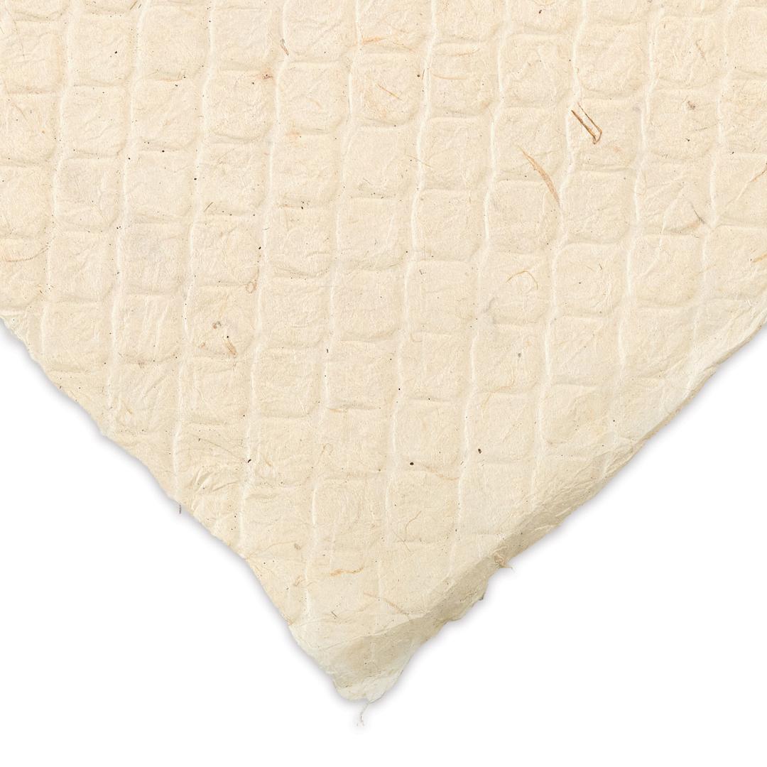 Open in modal - Lokta Paper - Textured Pebble, Cream, 20" x 30", Single Sheet (close-up of corner to show texture)