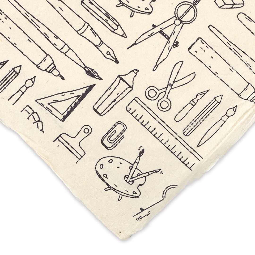 Open in modal - Lokta Paper - Art Supplies Print, White and Black, 20" x 30" close-up of corner