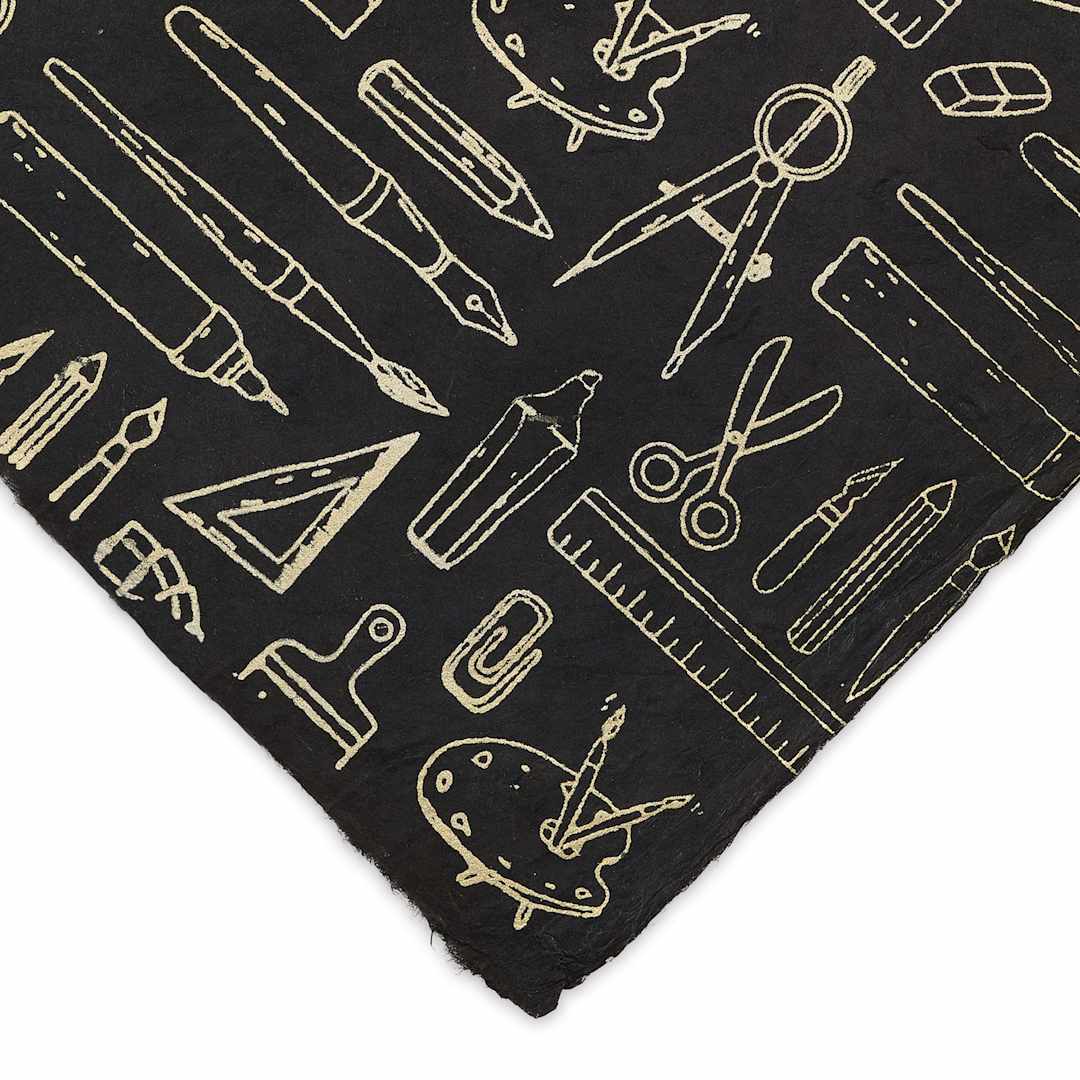 Open in modal - Lokta Paper - Art Supplies Print, Black and Cream, 20" x 30" close-up of corner