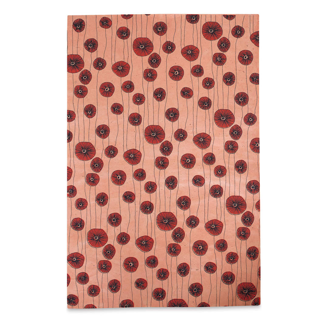 Open in modal - Lokta Paper - Bloom, Papaya, 20" x 30"