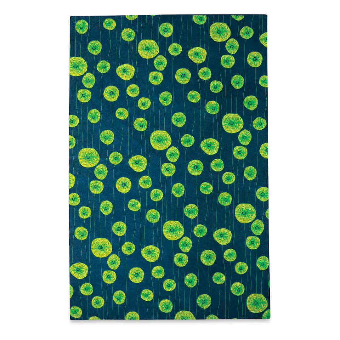 Open in modal - Lokta Paper - Bloom, Dark Teal, 20" x 30"