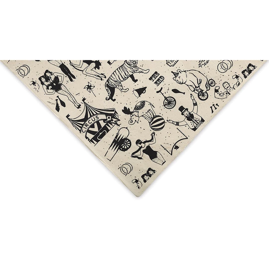 Open in modal - Circus Print Lokta Paper - Black and Cream, 20" x 30" (corner of sheet)
