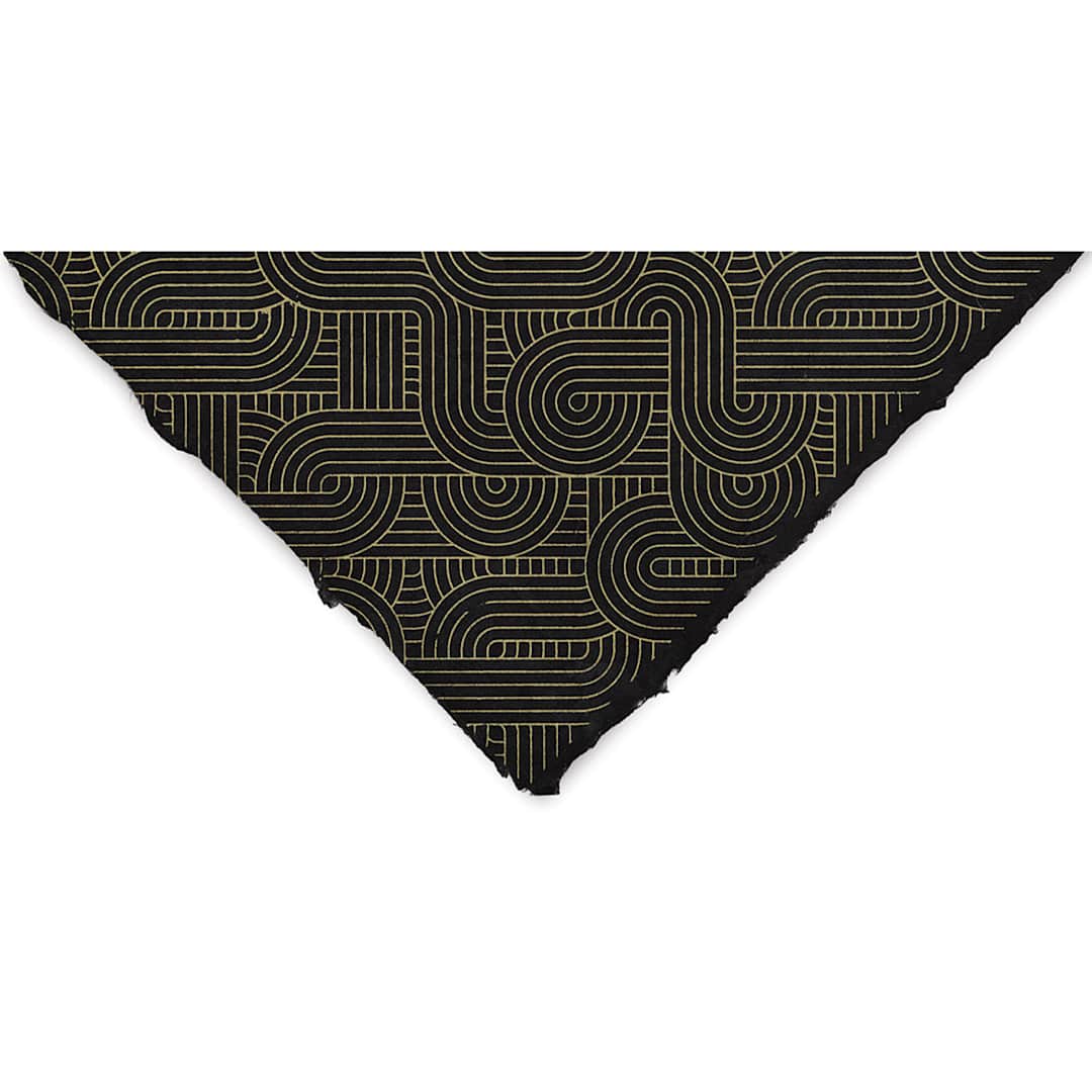 Open in modal - Geo Print Lokta Paper - Gold and Black, 20" x 30" (corner)