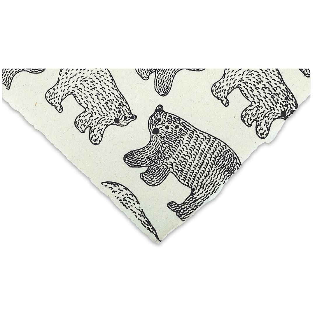 Open in modal - Lokta Paper - Bears, Black and Cream, 20" x 30"