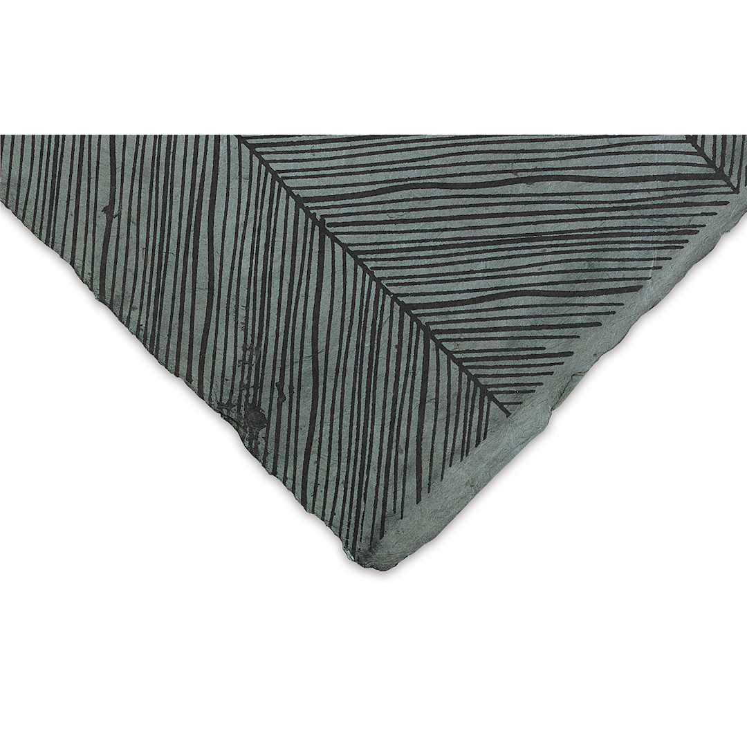 Open in modal - Lokta Paper - Herringbone Print, Black and Slate, 20'' x 30''
