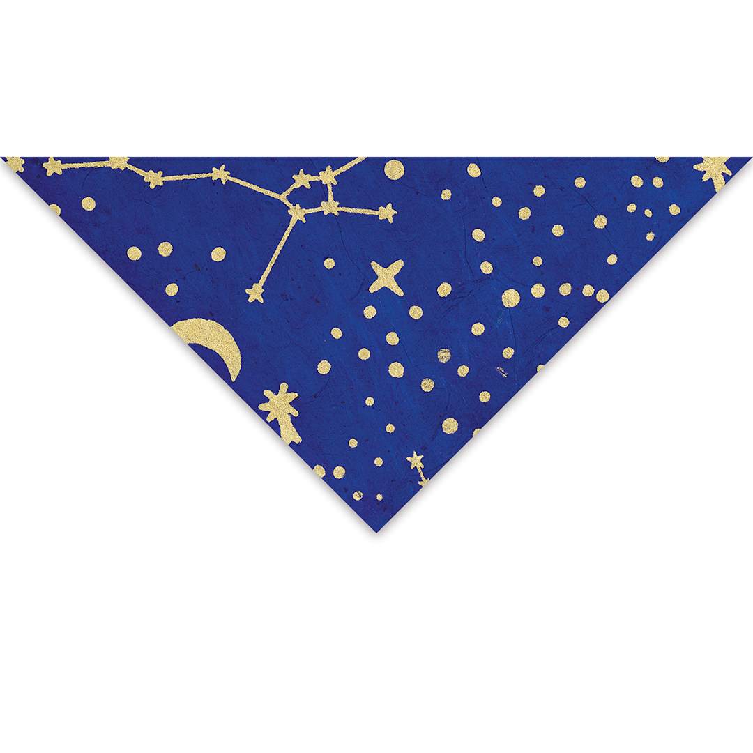Open in modal - Constellations Print Lokta Paper - Constellations, Blue and Gold, 20" x 30"