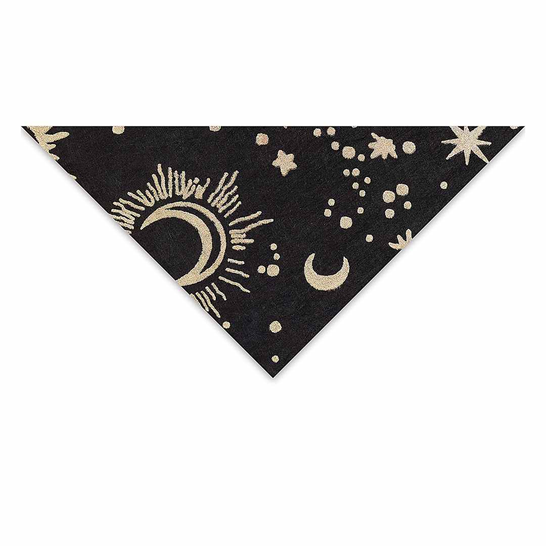 Open in modal - Constellations Print Lokta Paper - Sun, Moon, and Stars, Black and Metallic, 20" x 30"