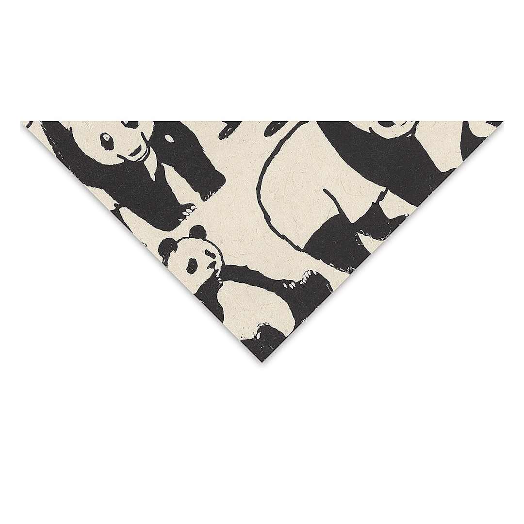 Open in modal - Screenprinted Lokta Paper - Panda, Black and Cream, 20" x 30"