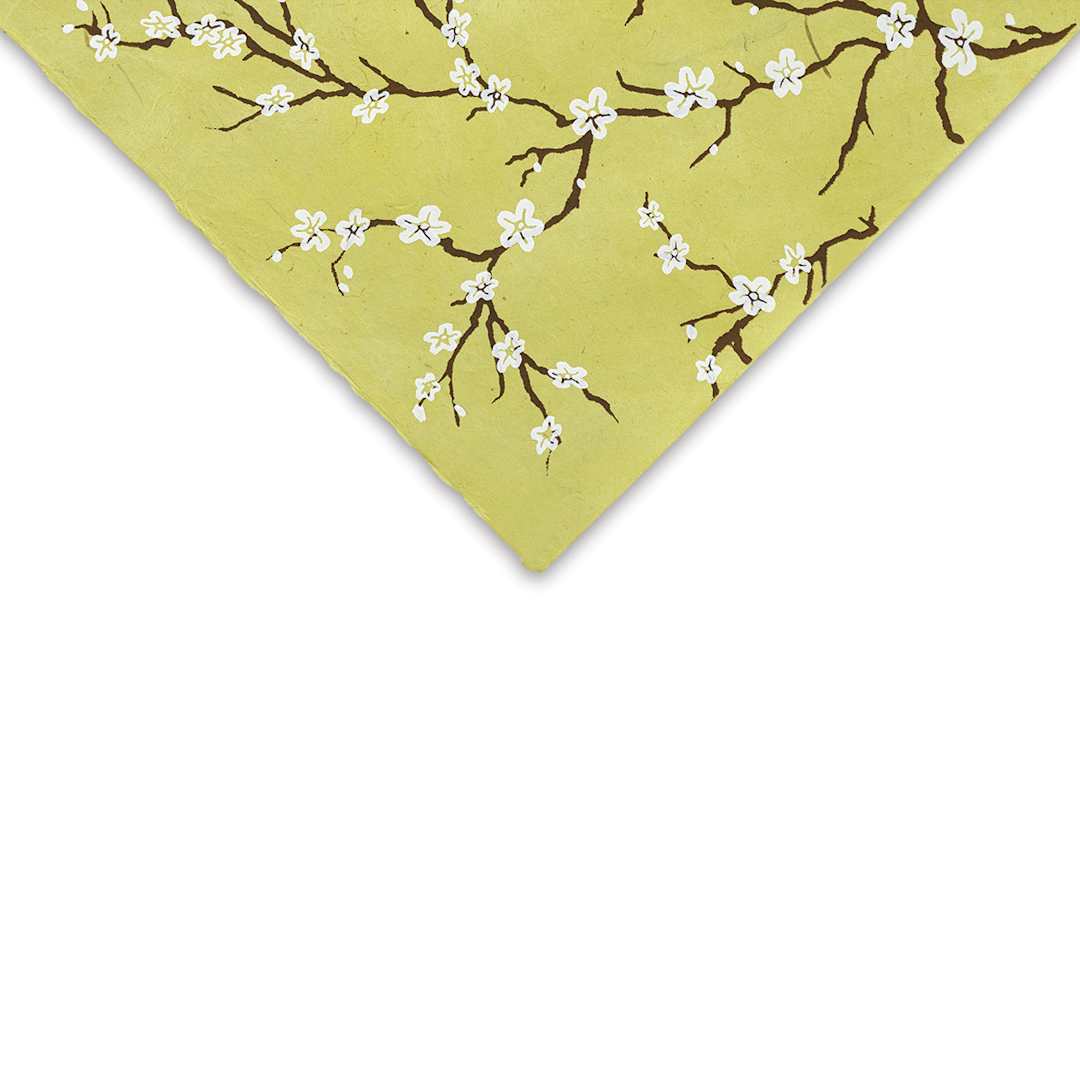 Open in modal - Lokta Paper - Peach Blossom, Yellow, 20'' x 30''