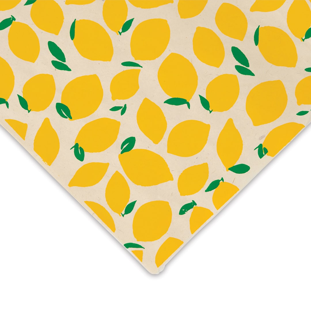 Open in modal - Lemon Print Lokta Paper, corner of paper
